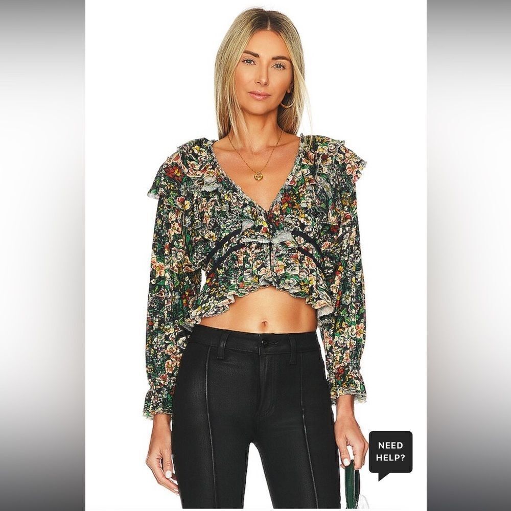 Free people Rudi Ruffle Cropped Long Sleeve Top, NWT